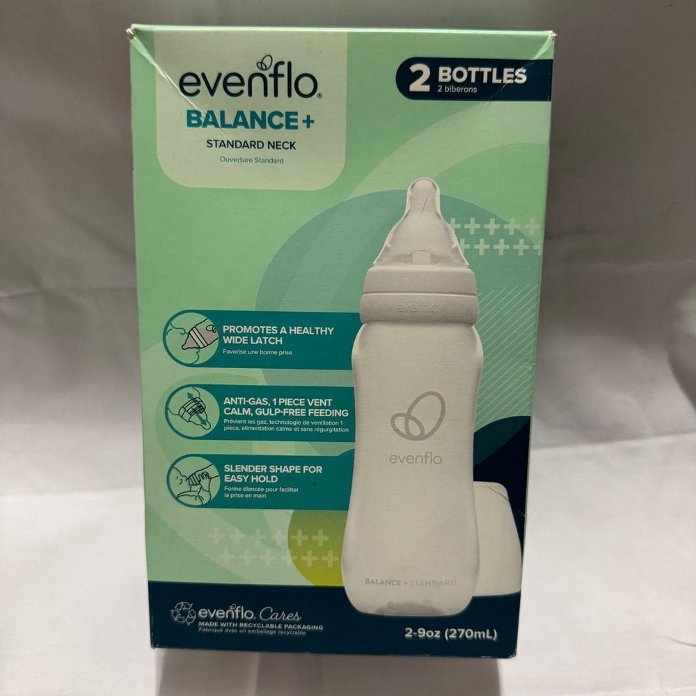 Evenflo Balance Plus Standard Neck Baby Bottles 2 Count 9 oz‎ BPA Free